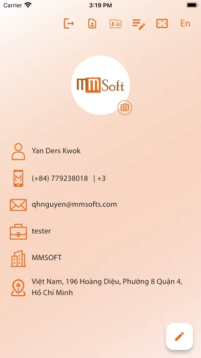 Tangkapan skrin eNameCard